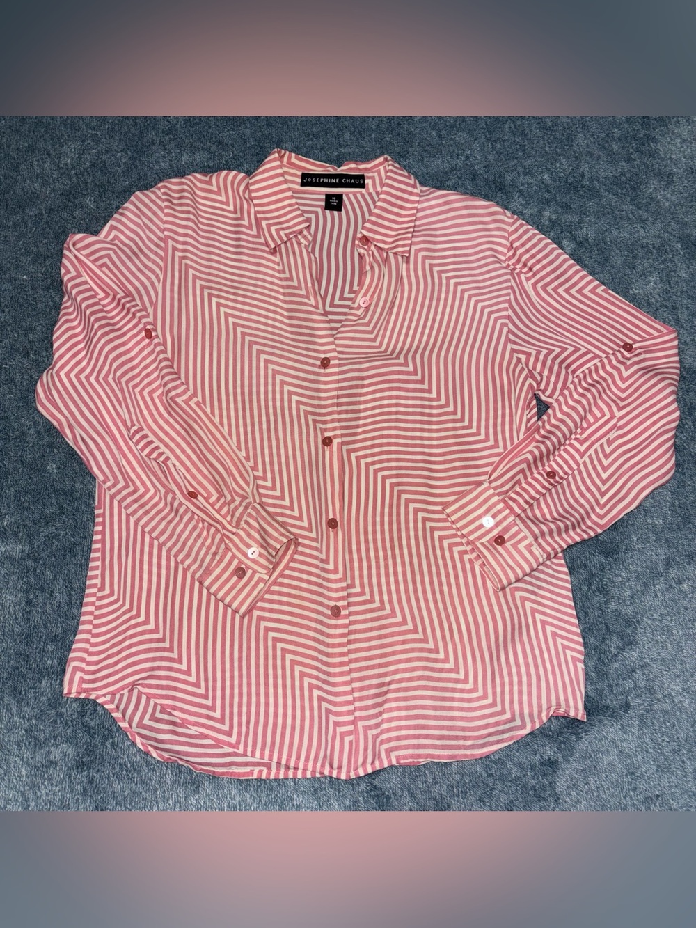 Josephine Chaus 100% Silk Long Sleeve Button Down Size 10